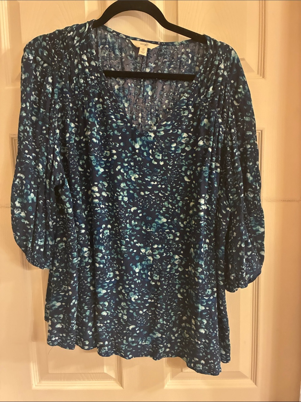 Terra & Sky Navy Blue Printed Peasant Tunic